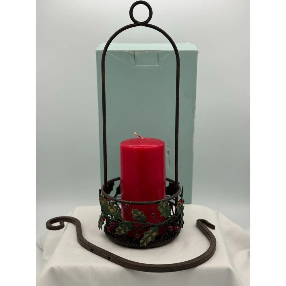 Partylite P9905 Holly Lites Hanging Candle Holder - NEW open Box W/Free Candle